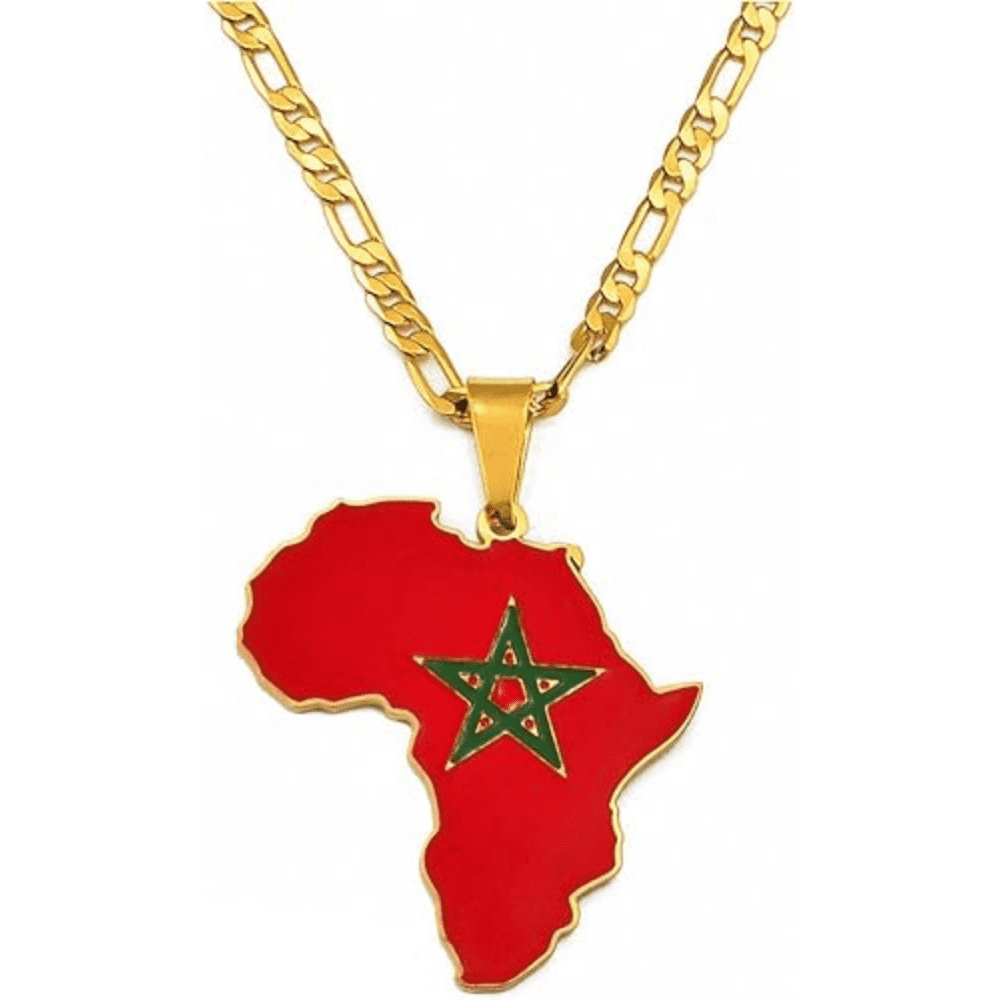 Men Moroccan Necklace 18K GoldPlated Stainless Steel Pendant