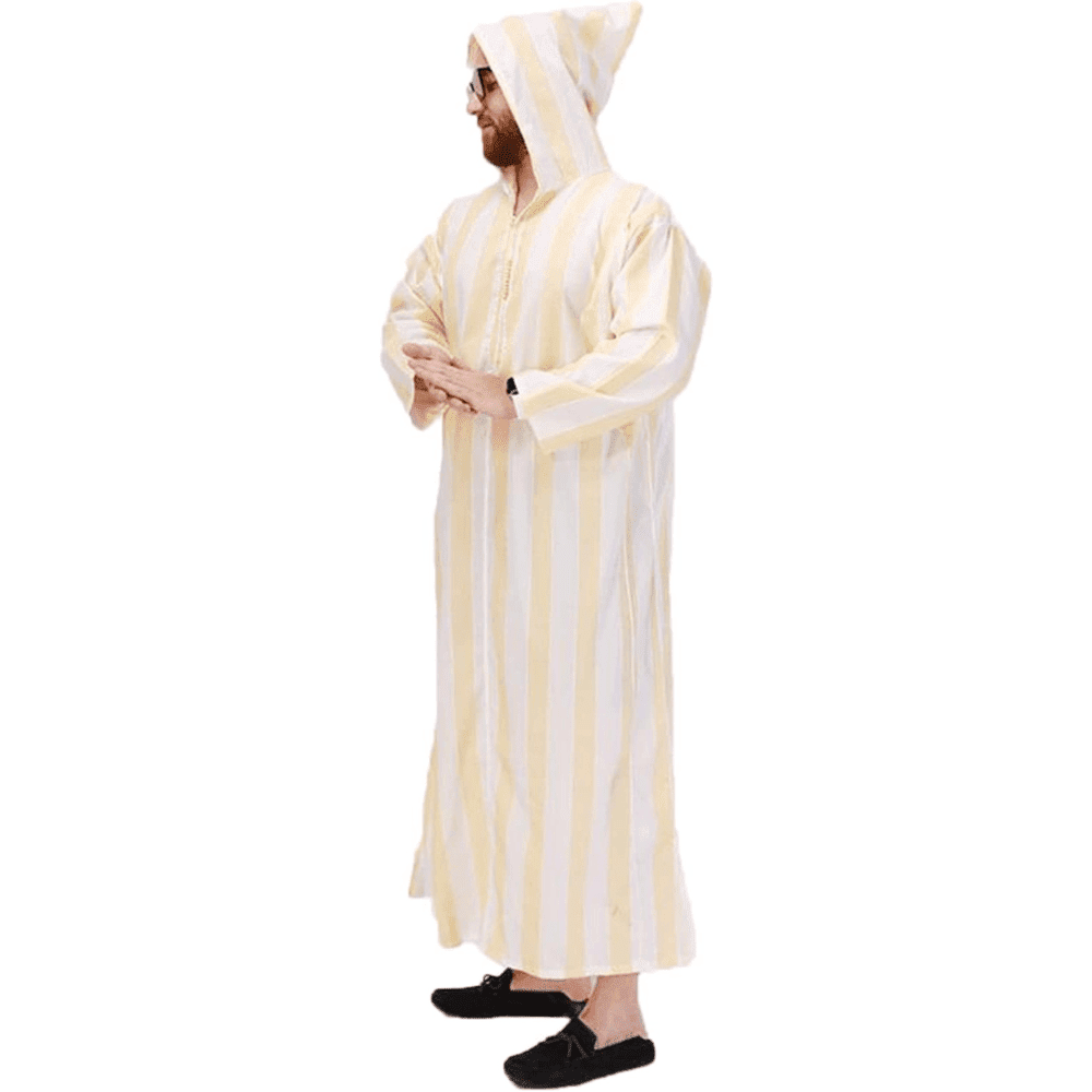 Men's Moroccan Hooded Djellaba with Embroidery – Lightweight