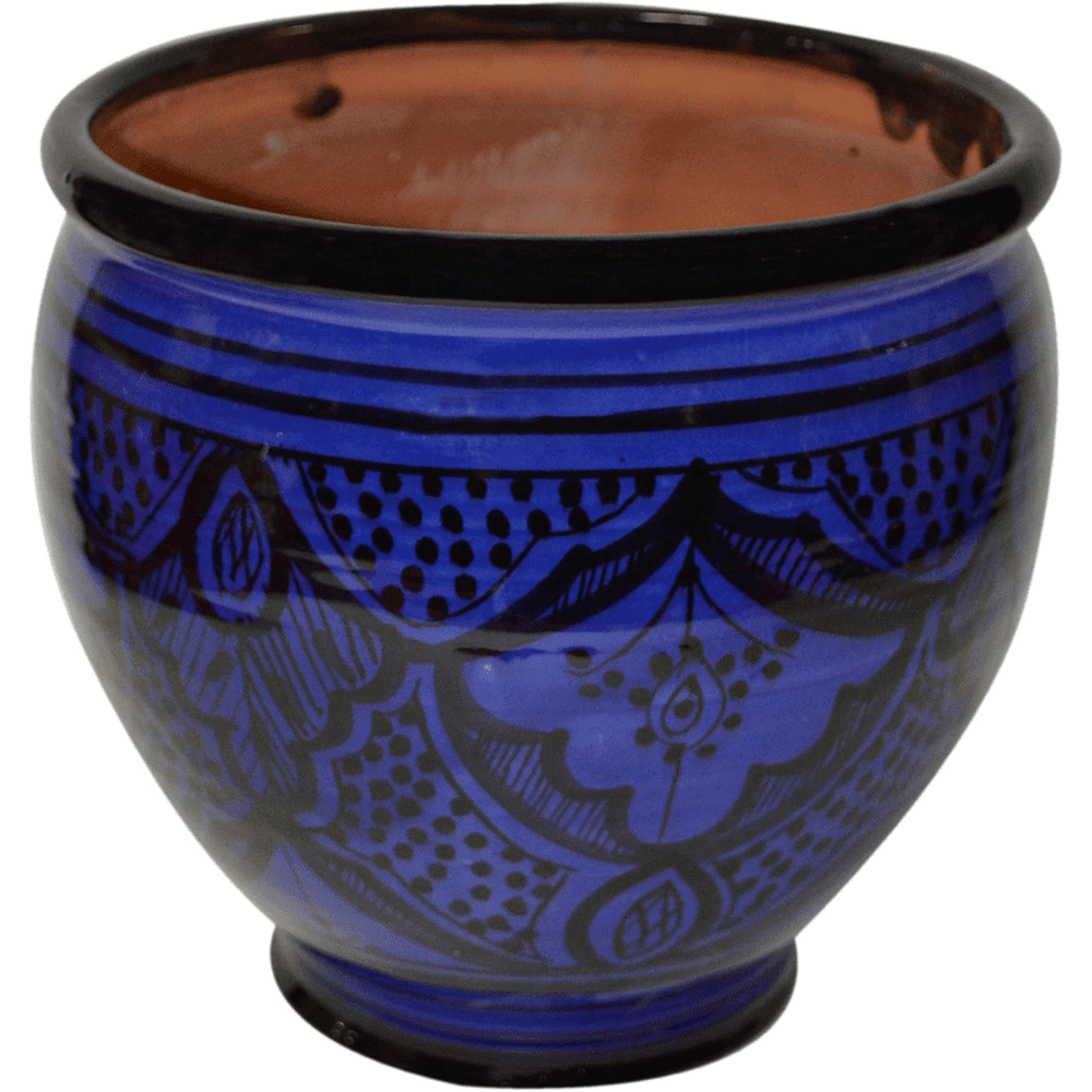8" Handmade Moroccan Ceramic Planter Glazed Pot - Drainage