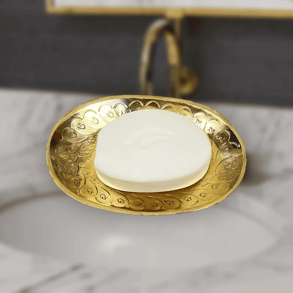 Handmade Moroccan Brass Soap Holder - Bathroom Draining Dish