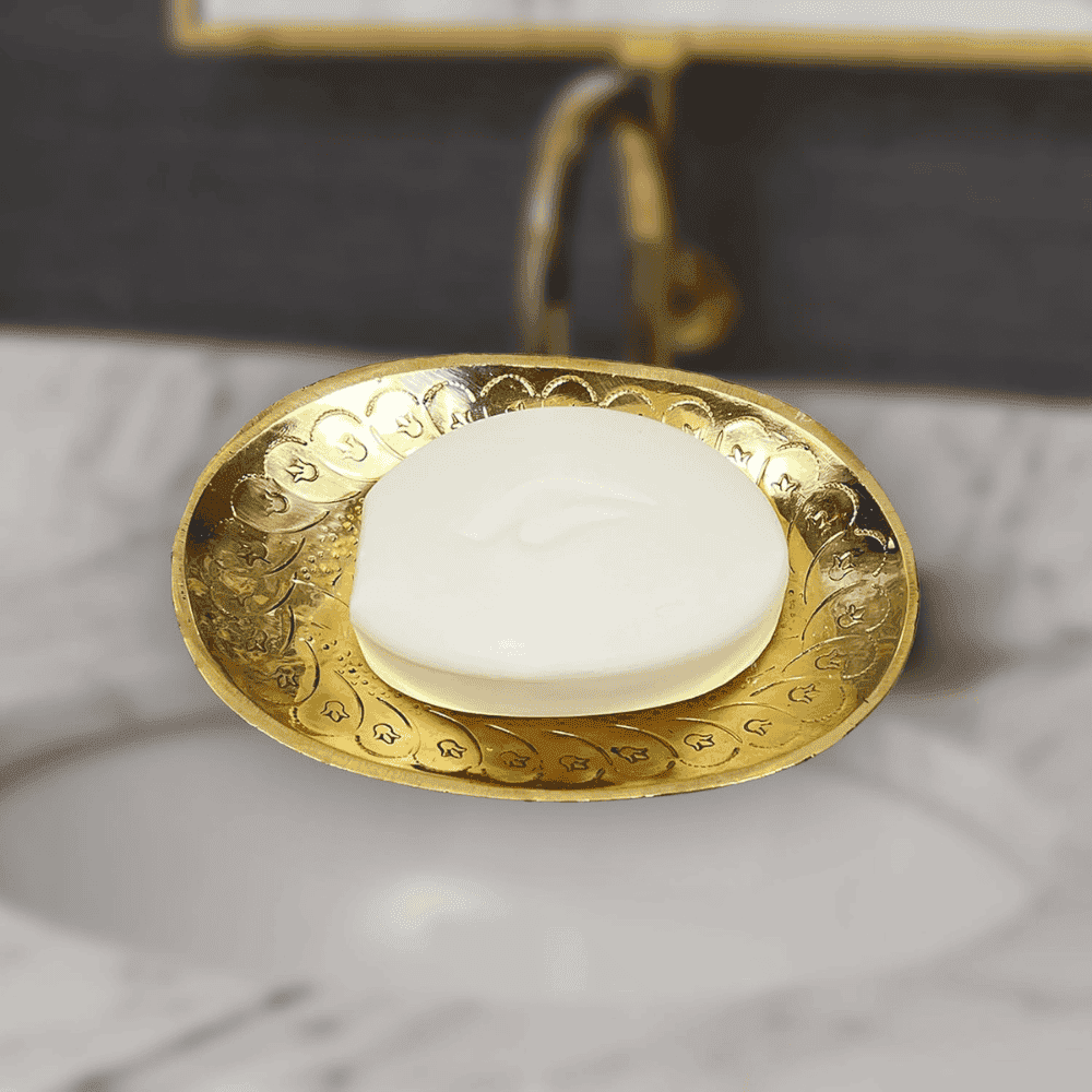 Handmade Moroccan Brass Soap Holder - Bathroom Draining Dish