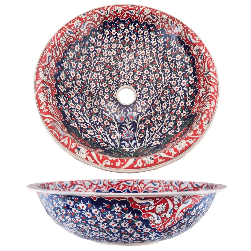 Moroccan Tree Washbasin – Hand-Painted Ceramic Vessel Sink