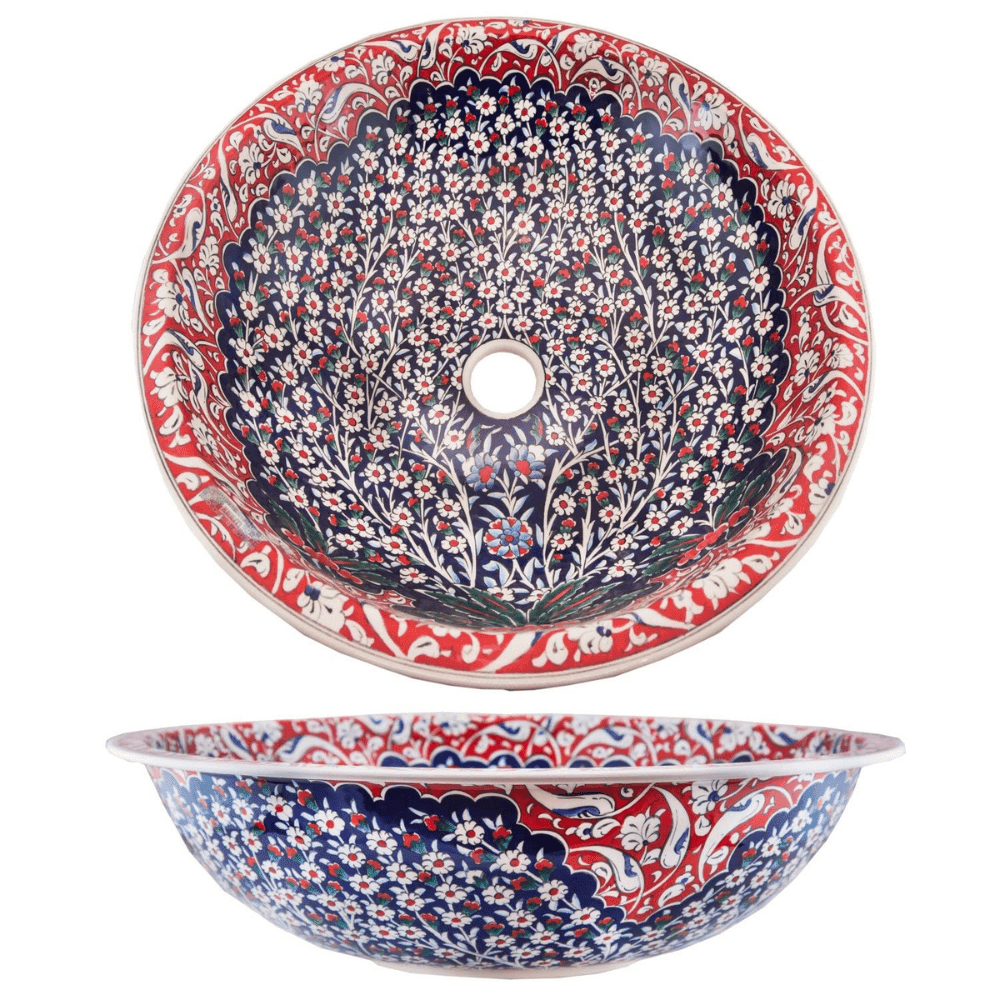 Moroccan Tree Washbasin – Hand-Painted Ceramic Vessel Sink