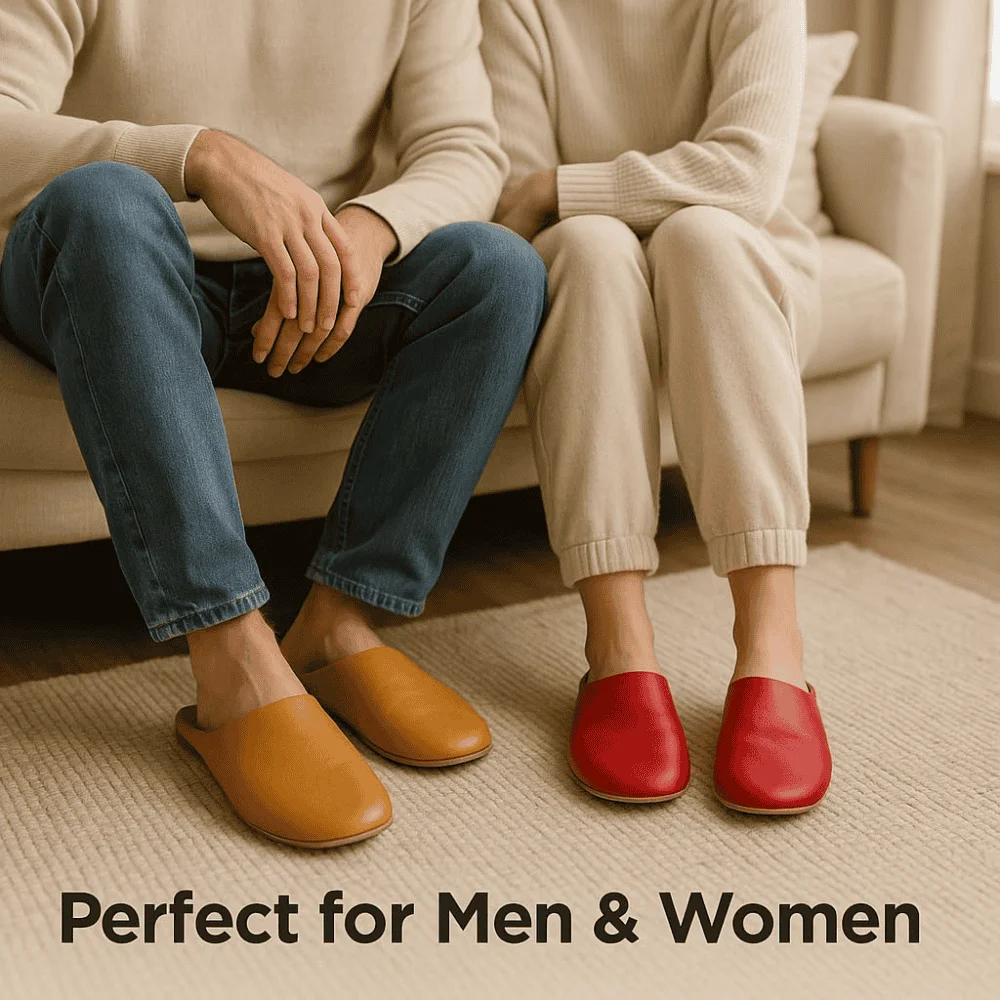 Moroccan Babouche Leather Slippers – Handmade Unisex Comfort