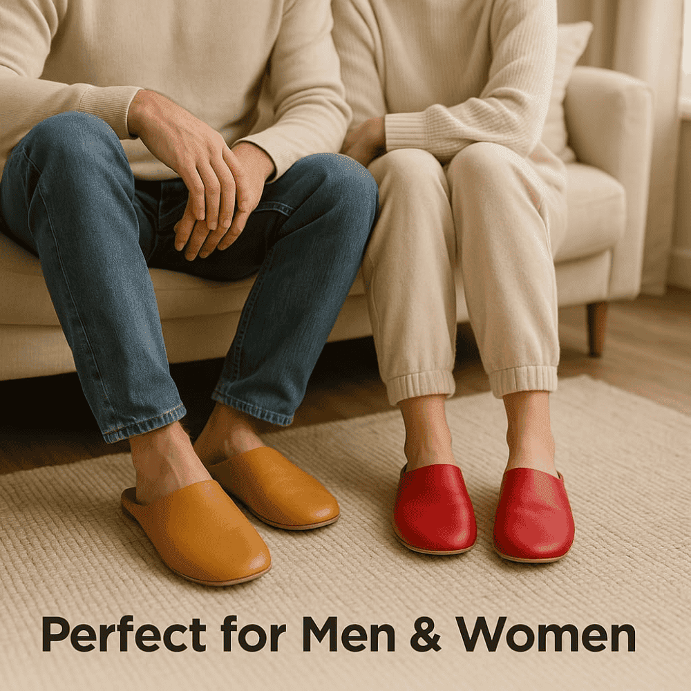 Moroccan Babouche Leather Slippers – Handmade Unisex Comfort