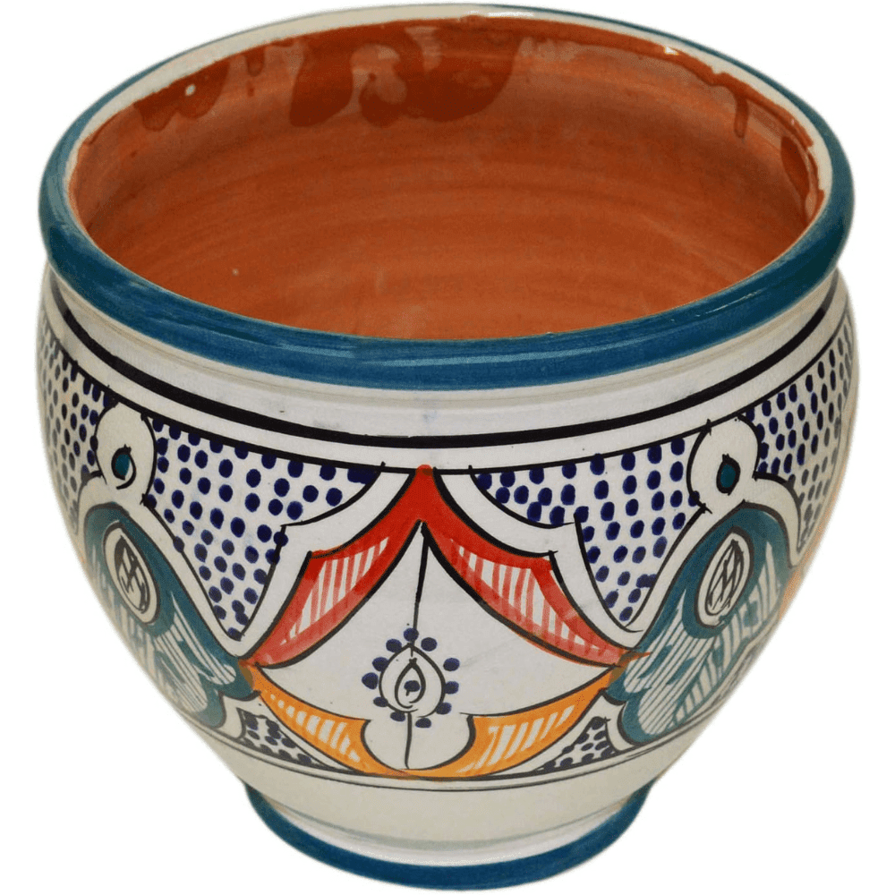 Handmade Moroccan Multicolor Ceramic Planter -Drainage Hole