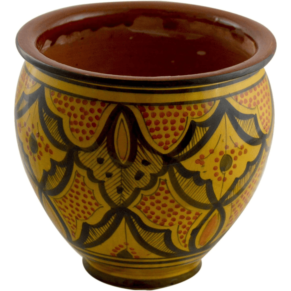 Handmade Yellow Moroccan Ceramic Pot with Drainage Hole