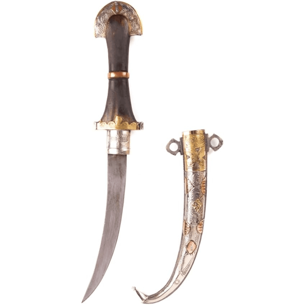 Handcrafted Moroccan Jambiya Dagger With Wooden Handle