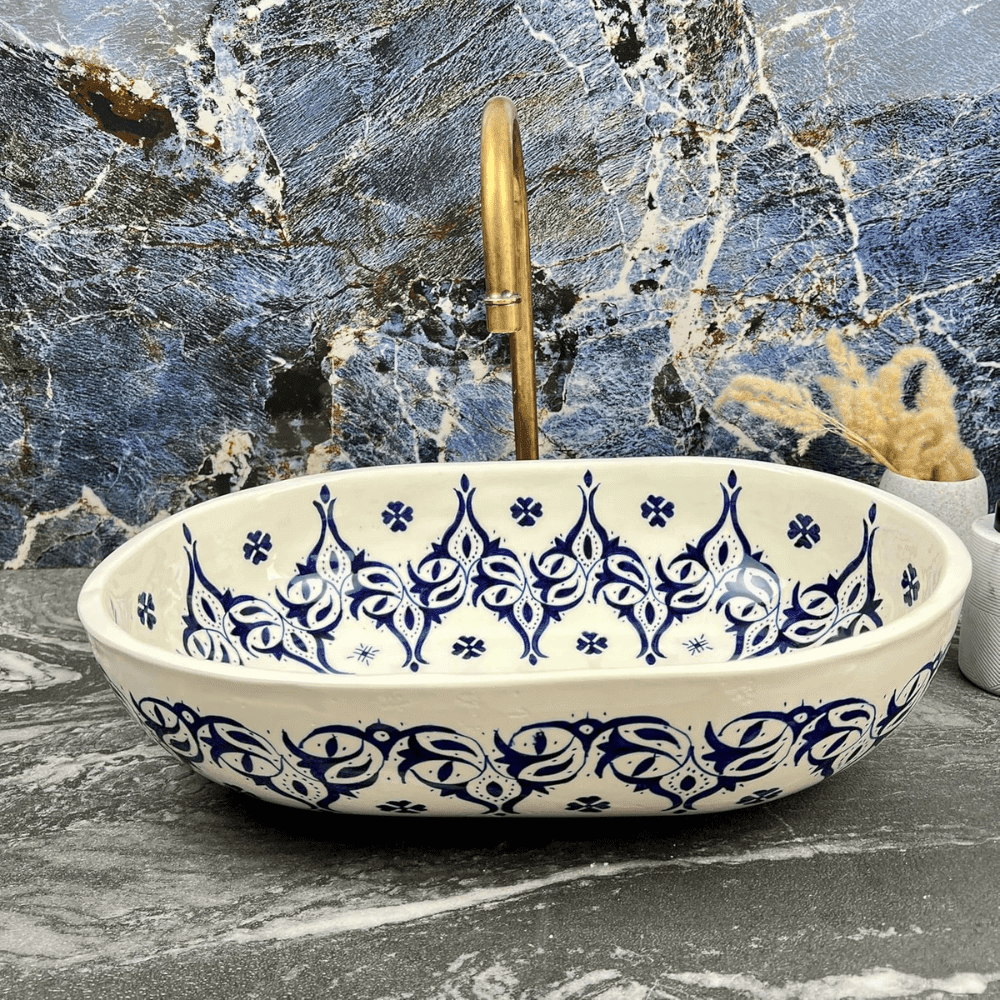 Cobalt Oval Ceramic Vessel Basin – Countertop Bathroom Sink