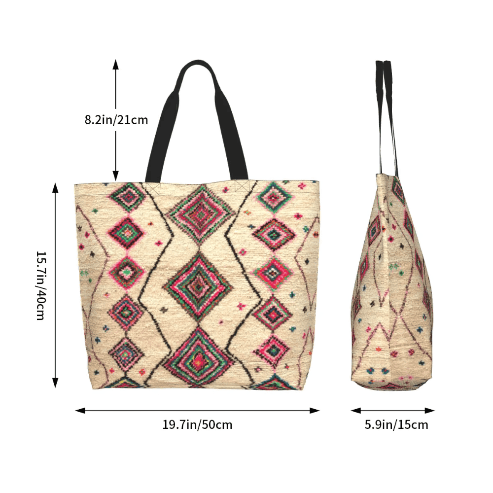 Boho Moroccan Berber Rug Tote Bag Geometric Reusable Shopper