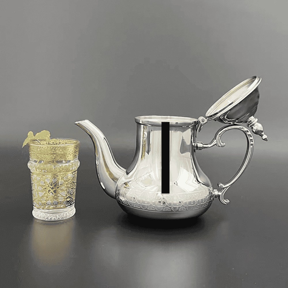 Engraved Moroccan Stainless Steel Teapot for Gas Induction