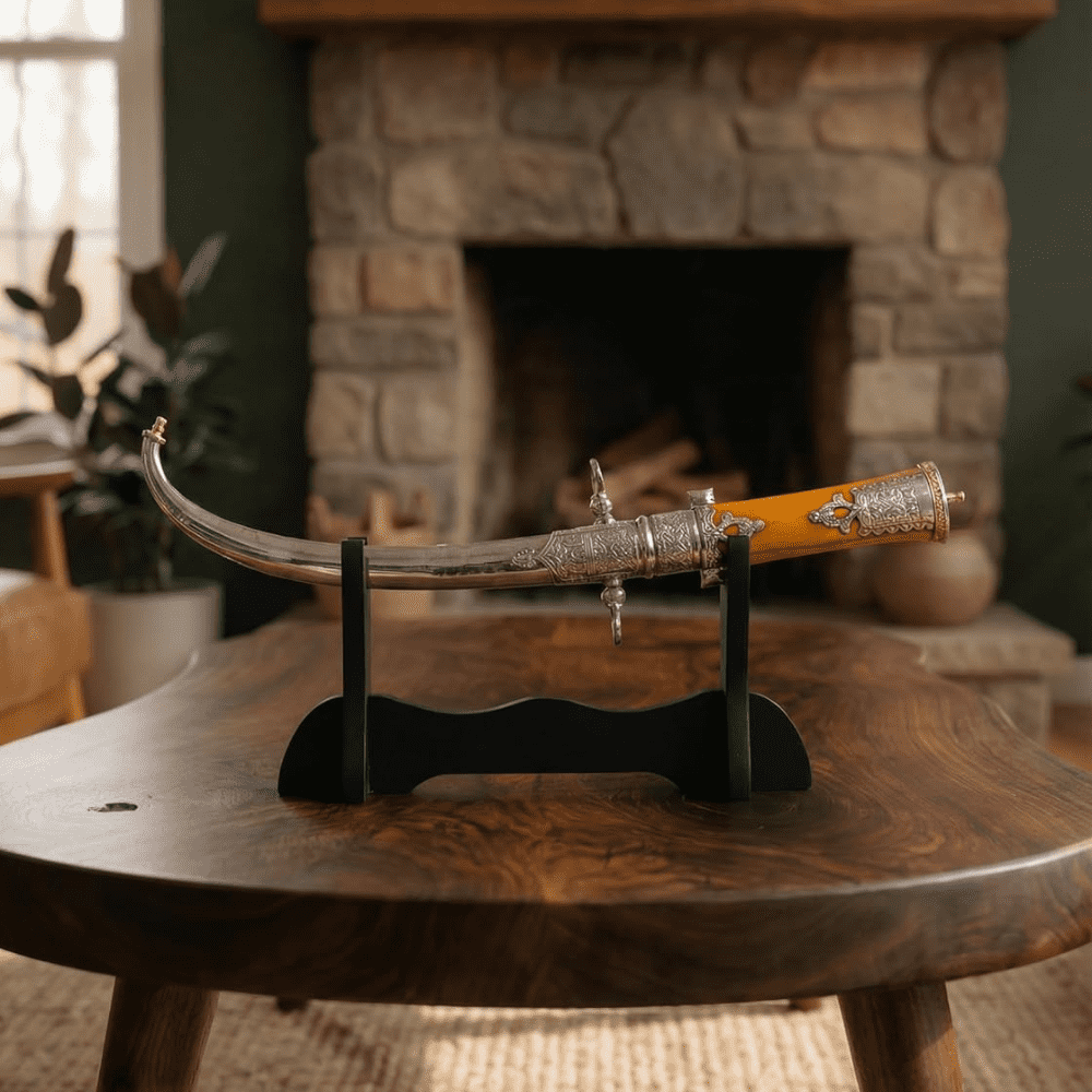 Moroccan Koumya Dagger – Steel Blade with Orange Bone Sheath