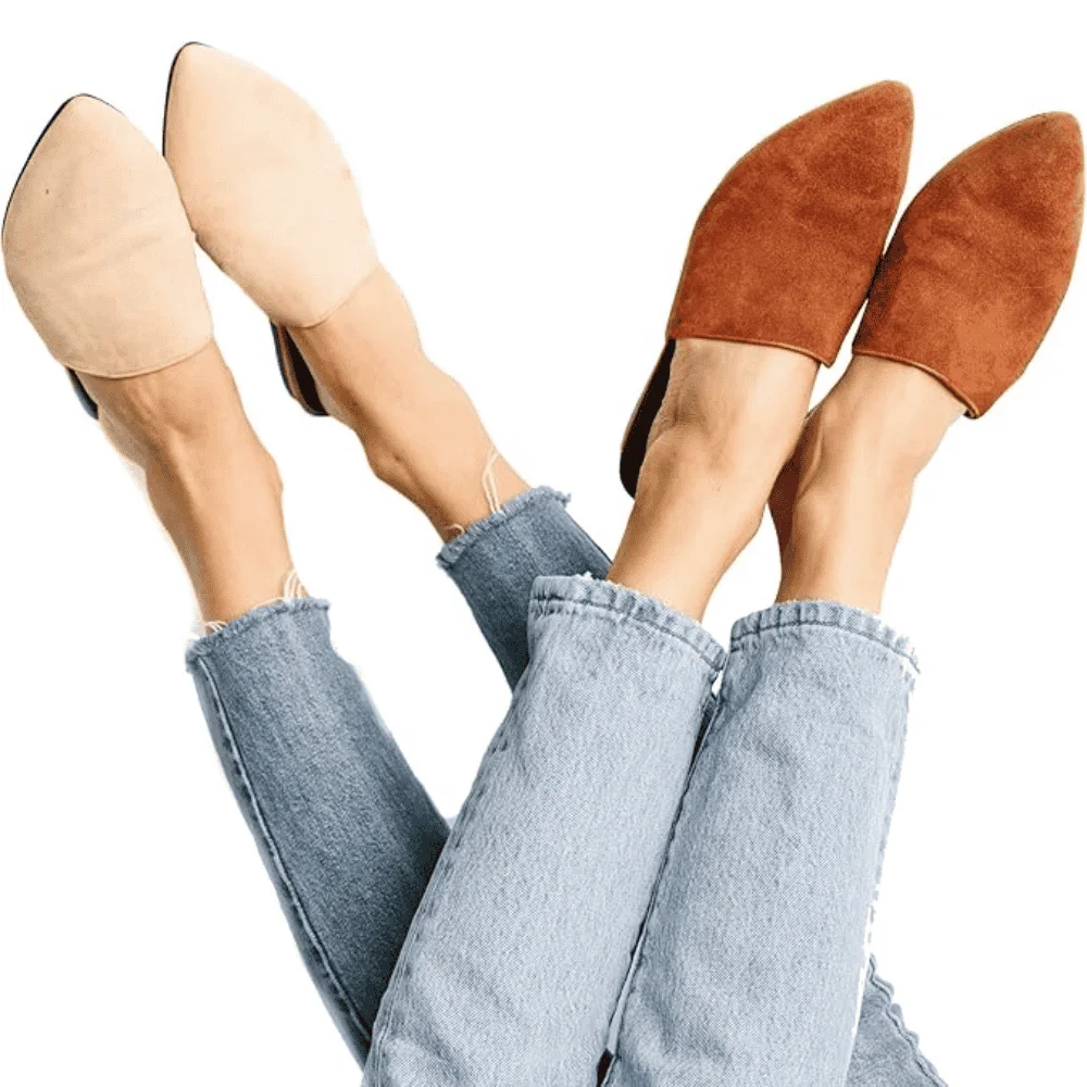 Suede Leather Mules for Women Handmade Moroccan Babouches