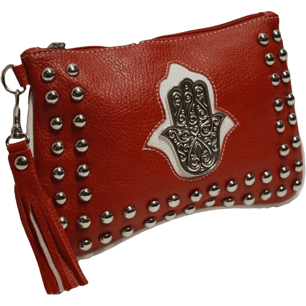 Handmade Moroccan Cosmetic Clutch with Hand of Fatima Design
