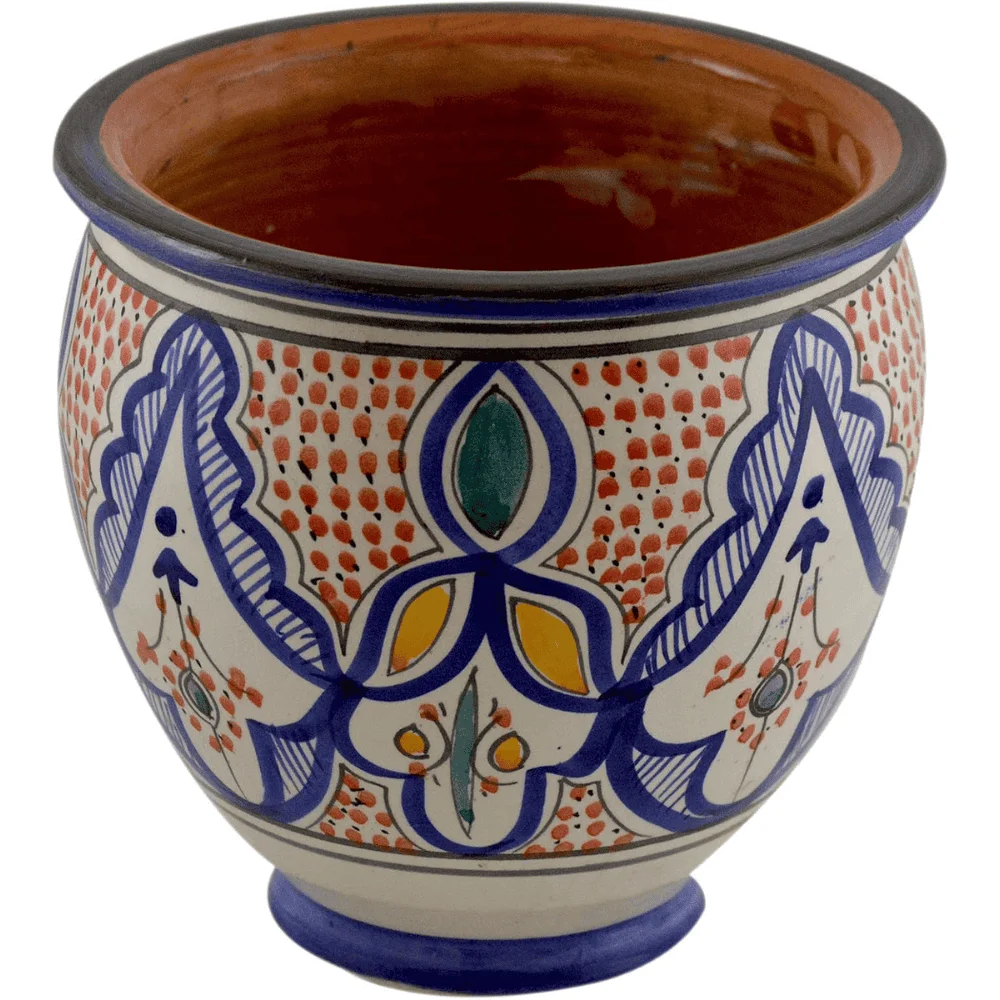 Handmade Moroccan Ceramic Flower Pot with Drainage Hole