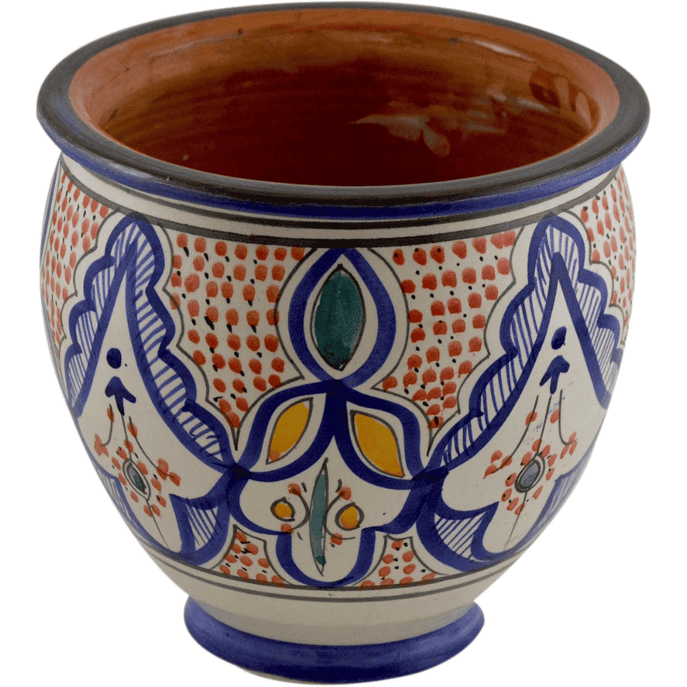 Handmade Moroccan Ceramic Flower Pot with Drainage Hole